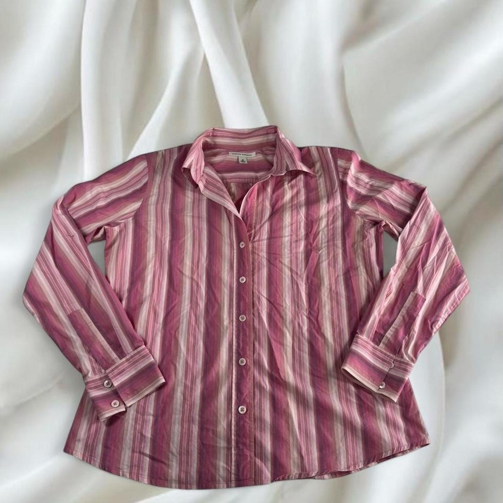 Banana Republic pink striped button up long sleeve office siren y2k vintage